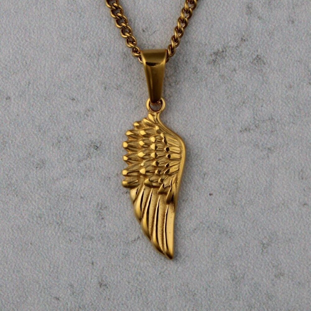 Gold Wing Pendant Chain Necklace